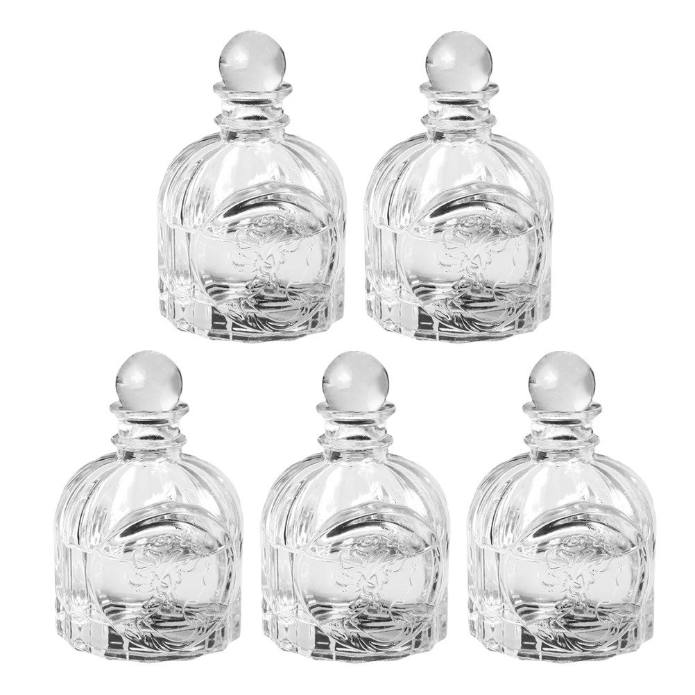 Car Fragrance Diffuser - 5 セットのフレグランスボトル透明フレンチスタイル香水ディフューザーボトル家庭用車アロマセラピーガラス保存容器