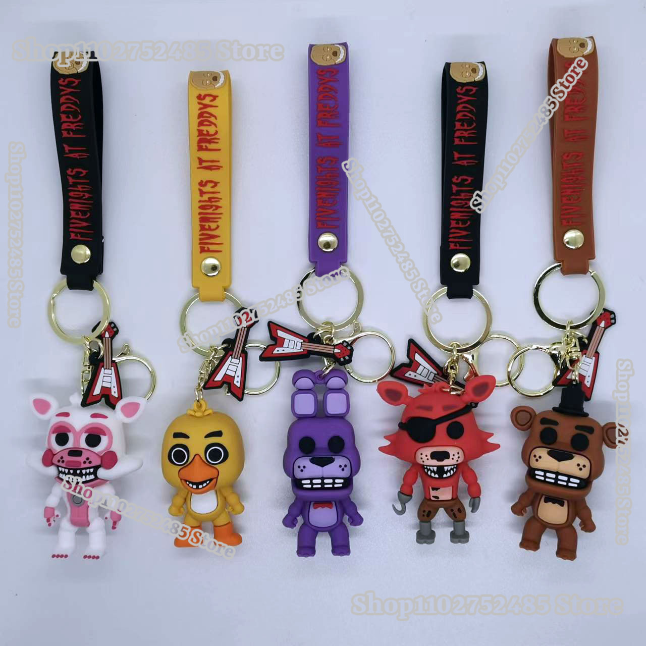 Car Accessories Etsy - 5 個漫画アニメ FNAF フィギュアキーホルダー恐ろしい人形フレディキーリング学生飾り男性女性車のキーチェーンリング装飾おもちゃ