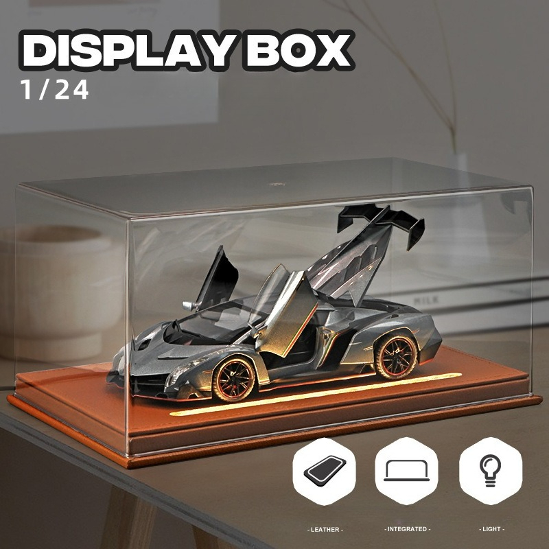 Car Accessories Etsy - アクリルディスプレイボックス ライト付き 1:24 合金車モデルシミュレーションカーコレクション装​​飾品防塵収納ボックス家の装飾