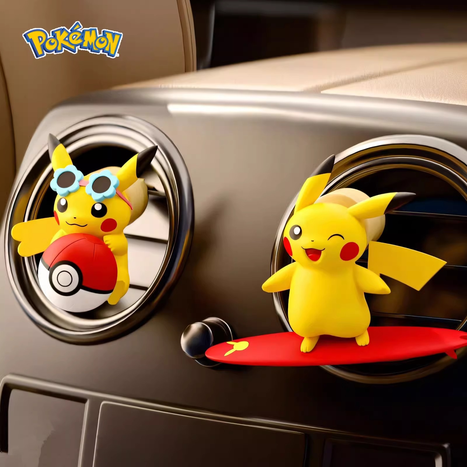 Car Fragrance Diffuser - アニメポケモンピカチュウアクションフィギュア車の香りの香りスタイリングベント拡散プロペラクリップ香水アクセサー車の装飾