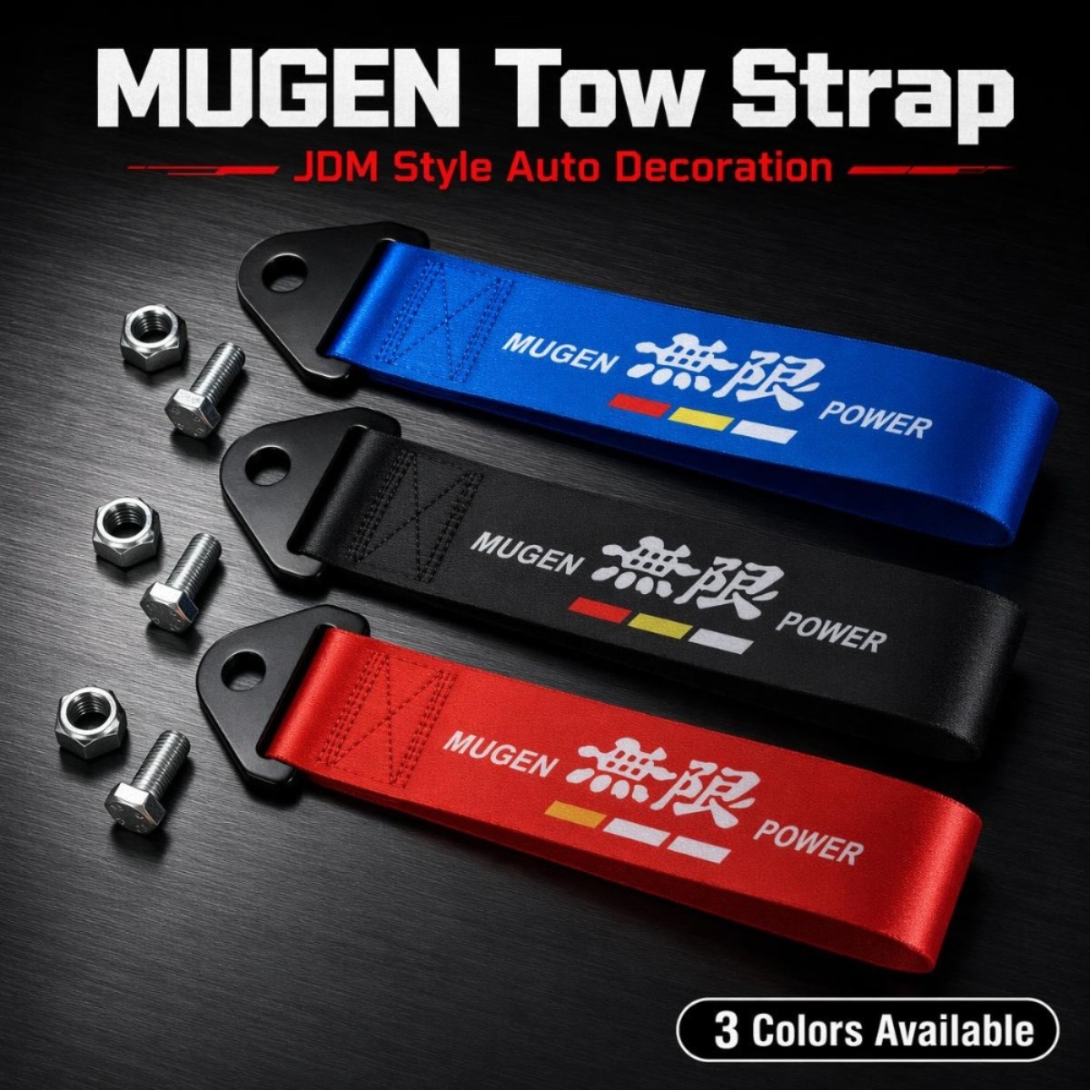 Car Accessories Unique - 車レース牽引ロープ JDM 装飾高強度ナイロン車両牽引ストラップバンパーサスペンションバンドモーターアクセサリー自動車用 Mugen