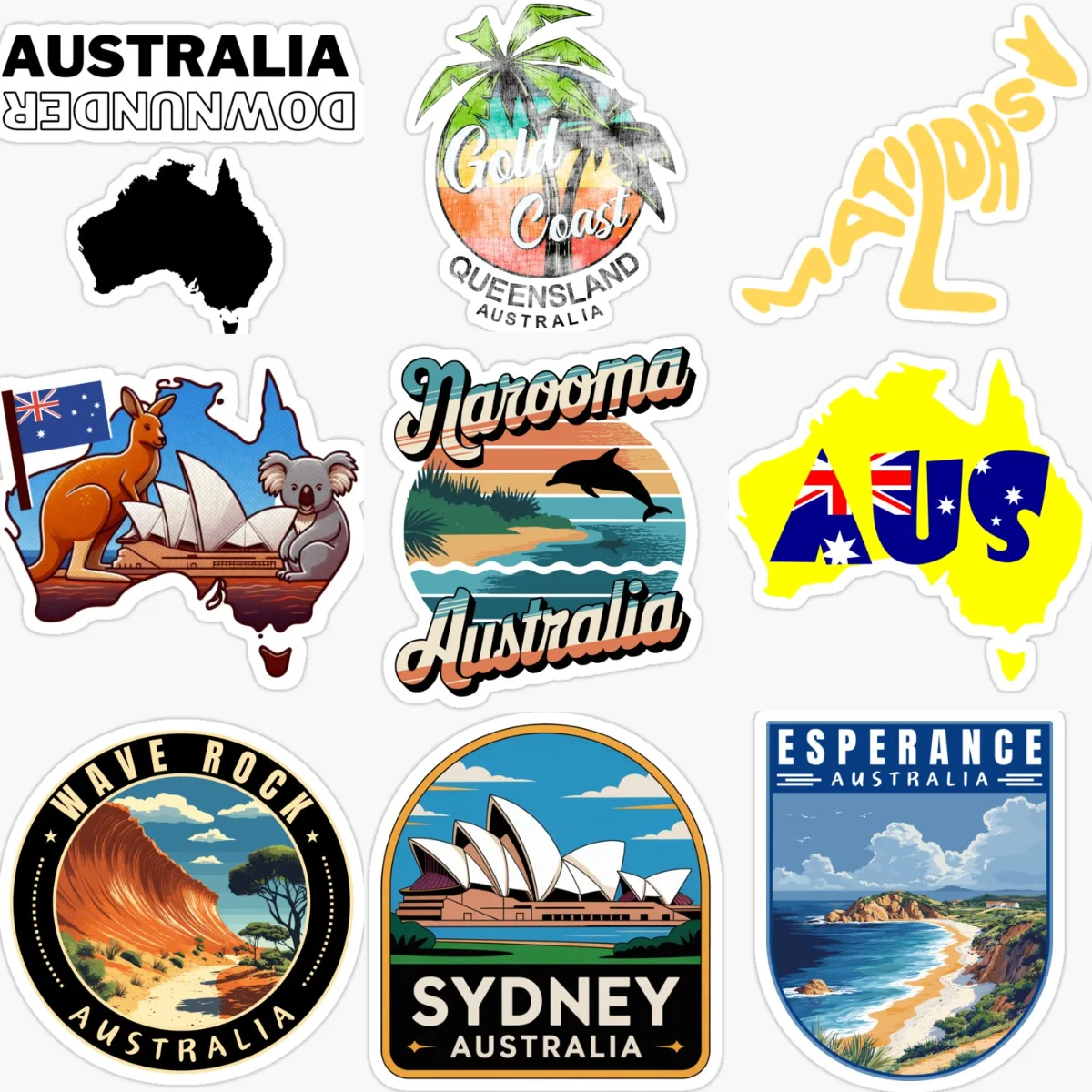 Car Accessories Australia - AUS オーストラリア国旗地図風景エンブレムクリエイティブ PVC 車のステッカー車自転車ヘルメット窓装飾アクセサリー