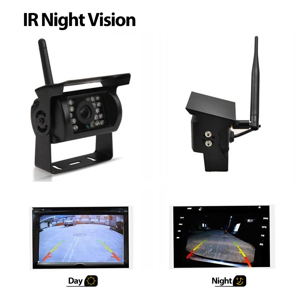 Rear Camera For Car - 7インチ車載ワイヤレスHDバックカメラ（トラック、バス、RV、掘削機、トレーラー、車用）TFT液晶モニター12-24V対応、ナイトビジョン付きリアビューカメラ