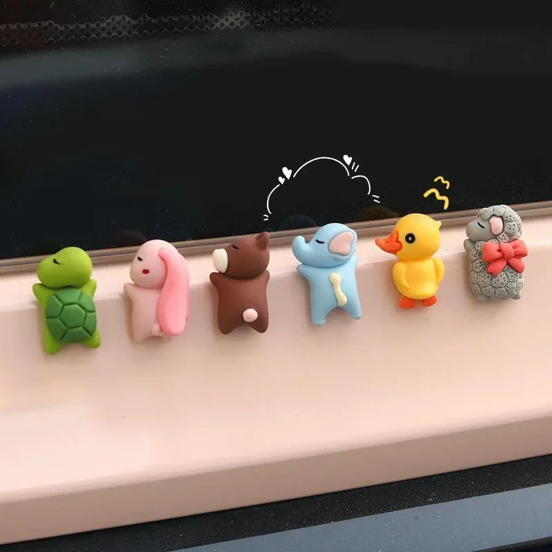 6 個のかわいいミニアヒル車内装飾面白い漫画動物自動車センタ - Car Accessories Unique のレビューと価格