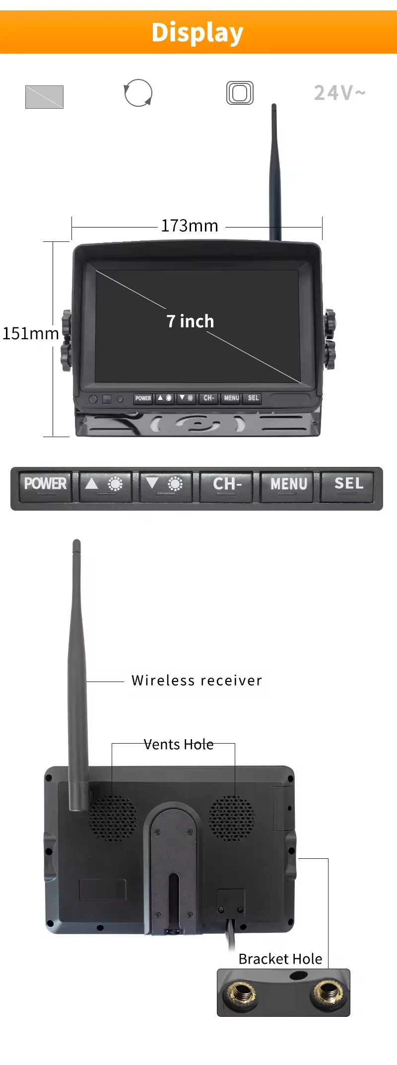 720PワイヤレスRVバックアップカメラシステム 7インチD - Rear Camera For Car のレビューと価格