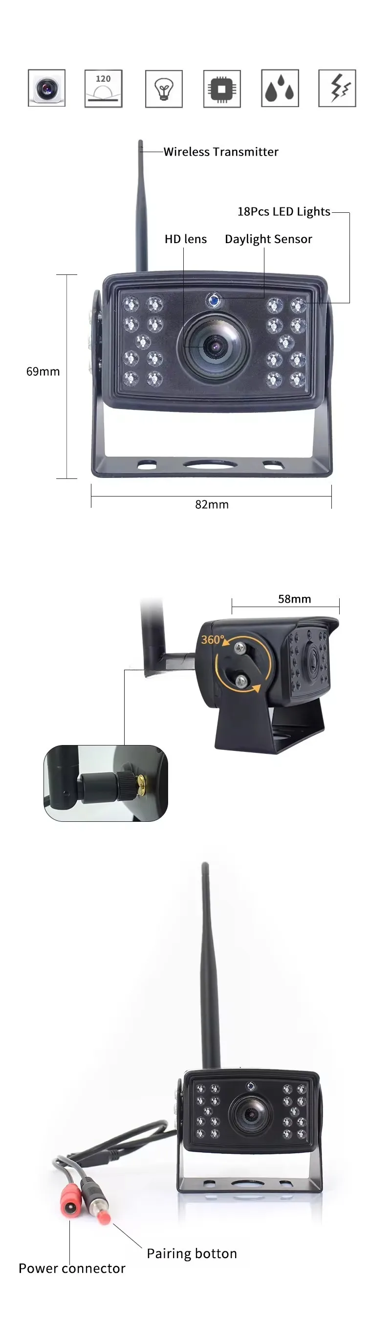 720PワイヤレスRVバックアップカメラシステム 7インチD - Rear Camera For Car のレビューと価格