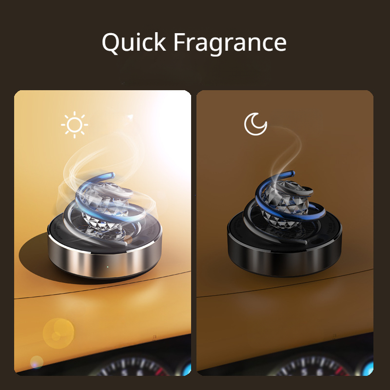 車の芳香剤クリエイティブソーラー回転香水ディフューザー小型持 - Car Fragrance Diffuser のレビューと価格