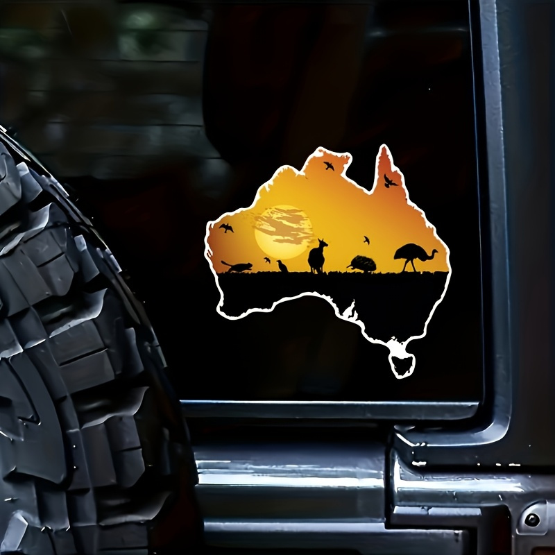 オーストラリアの国旗と野生動物のシルエットのビニールステッカ - Car Accessories Australia のレビューと価格